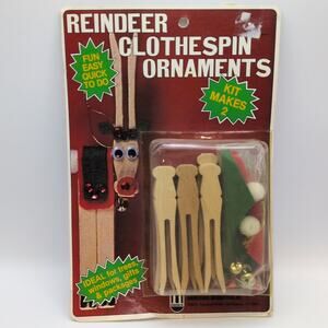 New in Box Vintage 1981 Reindeer Clothespin Ornaments Kit DIY Craft Christmas
